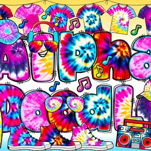 Tie Dye Alphabet PNG, Doodle Alphabet, Transparent PNG, Doodle Letters, Tie Dye, Tie Dye Sublimation, Letters Numbers, Clipart, 20AB