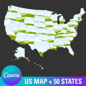 USA Map, 50 States Canva Frame Template , USA Map Shapes, Canva Frame, Canva Template, US States Canva Frame, United State Map, Maps 10CF