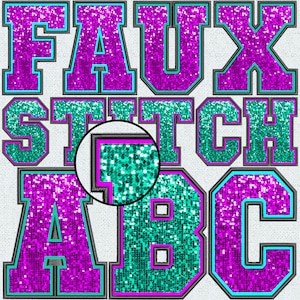 Faux-borduurwerk pailletten BUNDEL, patch nep-pailletten, nep-pailletten, alfa-doodle, college, gestikte alfa-png, nepsteek, 10FS