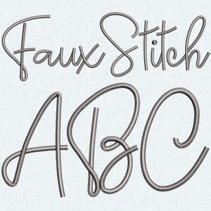 May include: Faux stitch font design featuring the letters A, B, and C in a cursive style.