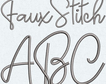 Faux Embroidery Gray Stitch, Alphabet PNG, Faux Stitch Letters, Alpha, Faux Applique, Stitched Alpha PNG, Faux Embroidery, Faux Stitch 2FE