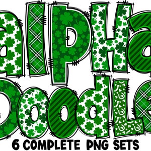 Letras del Día de San Patricio PNG, Alfabeto de Shamrock, Doodle Irlandés, Cartas de San Paddy, Alfabeto del Día de San Patricio, Paquete, Paquete Alfa 69AP