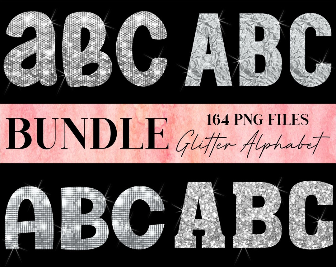 Bundle PNG Silver Glitter Letters, Sparkle Clip Art, Letters Alphabet ...