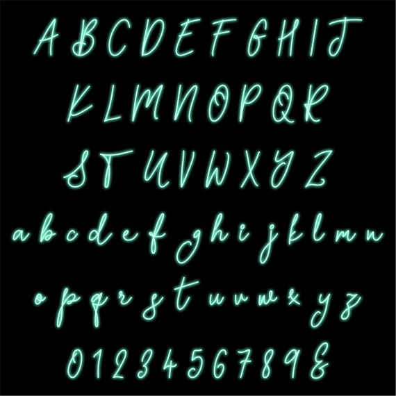 Neon Glow Effect Alphabet PNG Clip Art Letters Script Font 