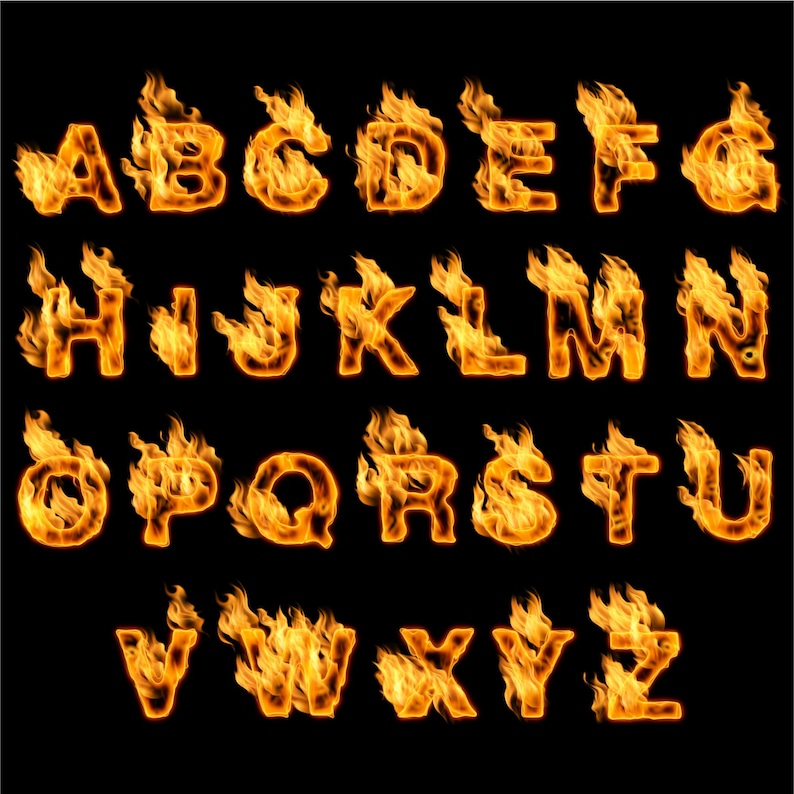 Fire PNG Letters Transparent Background Flame Alphabet Clip - Etsy