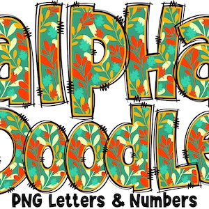 Fall Autumn Letters & Numbers PNG, Alpha Doodle, PNG Letters, Fall Doodle, Doodle Letters, Autumn Letters, Sublimation, Alpha Pack 31AP