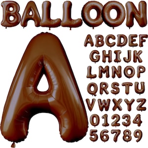 Letras PNG de globos marrones, fondo transparente, alfabeto de globos marrones, PNG, letras de globos marrones, letras de globos de fiesta 1BA