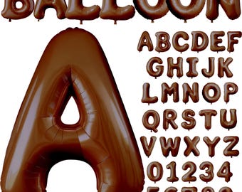Braunes Ballon PNG Buchstaben, transparenter Hintergrund, Braunes Ballon Alphabet, PNG, Braune Ballonbuchstaben, Partyballonbuchstaben 1BA