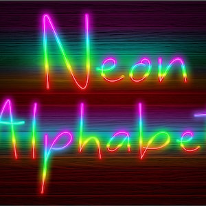 Neon Glow-Effekt Alphabet PNG Clip Art Buchstaben Schriftart Sofortiger Download Dateien Multicolor Glow, Neon Multicolor 2N