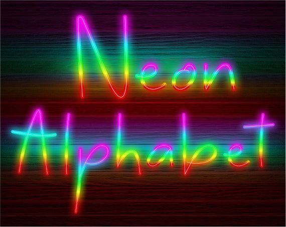 Neon Glow Effect Alphabet PNG Clip Art Letters Font Instant