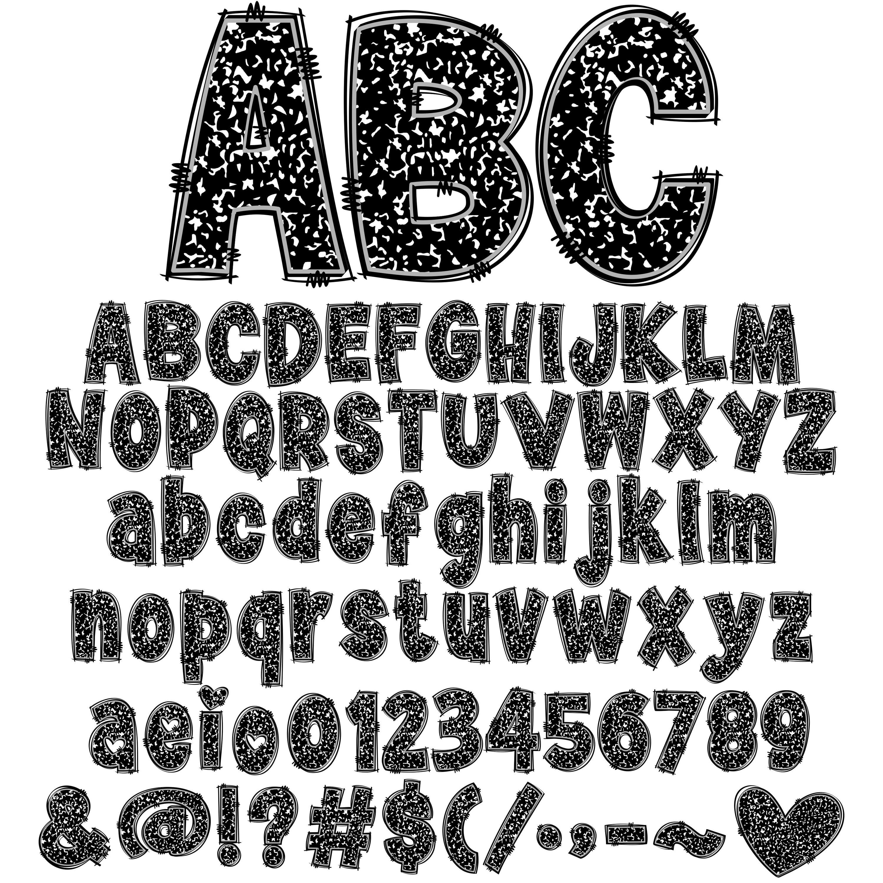 School Letters & Numbers PNG, Alpha Doodle, Doodle Letters, Composition ...