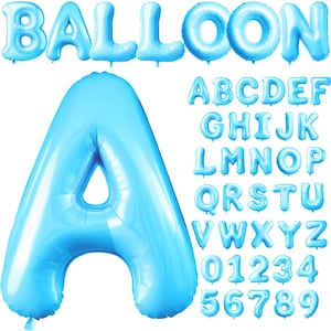 Letras PNG de globo azul claro, fondo transparente, alfabeto de globos, PNG, letras de globo azul claro, letras de globo de fiesta 1BA