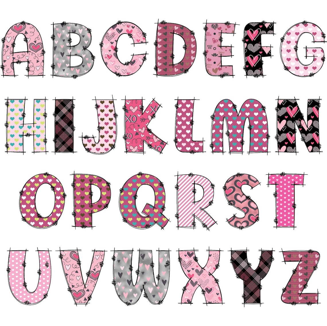 Valentine's Day Letters PNG Love Alphabet Clip Art PNG - Etsy