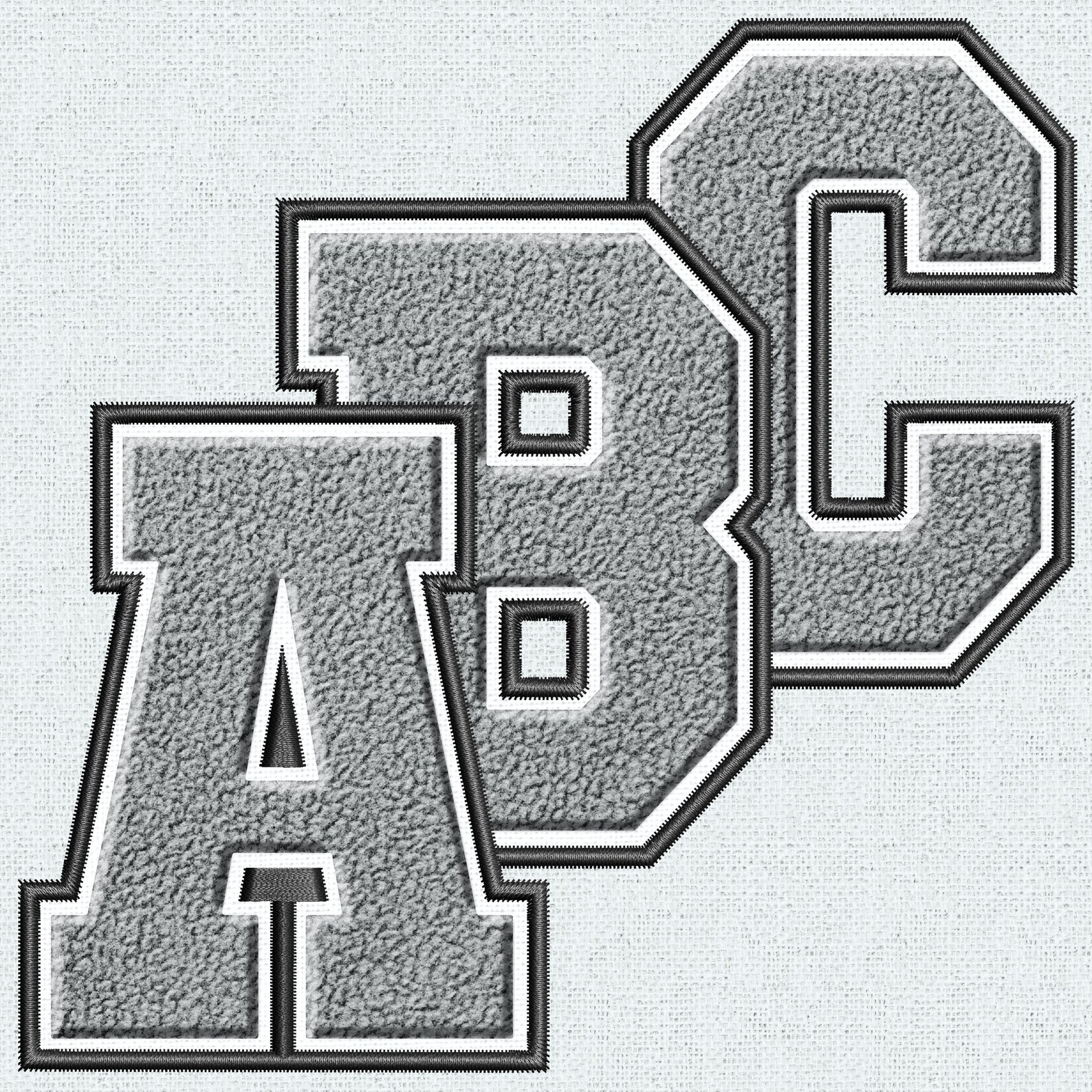 Gray Faux Embroidery Chenille Letters, Faux Chenille Patch, Faux ...