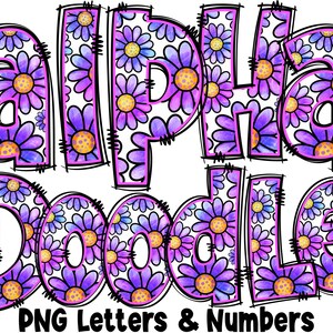Floral Letters & Numbers PNG, Alpha Doodle, PNG Letters, Floral Doodle, Doodle Letters PNG, Spring Letters, Sublimation, Alpha Pack 4AP