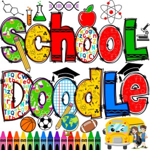 Schulbuchstaben und -zahlen PNG, Alpha Doodle, PNG Buchstaben, Doodle-Buchstaben, Crayon Doodle, Sublimation, Schule, Schulanfang, Alpha Pack 27AP