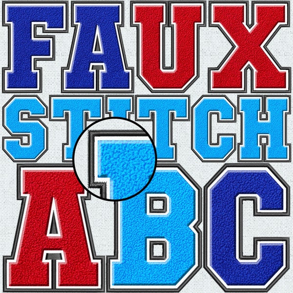 Faux Embroidery Chenille Letters BUNDLE, Faux Chenille Patch, Faux Chenille Letters, Varsity, College, Stitched Alpha PNG, Faux Stitch, 14FS