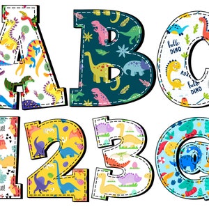 Faux stoffen dinosaurusletters png, krabbelbrieven, dinoletters, alfakrabbel, kinderbrieven, png-doodle, sublimatie, dinosaurussen 1IX