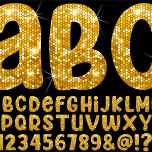 PNG Gold Glitter Letters, Sparkle Clip Art, Letters Alphabet Numbers, Instant Download Files, Gold Glitter Alphabet, Glitter 1GB