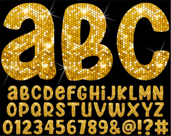 PNG Gold Glitter Letters Sparkle Clip Art Letters Alphabet | Etsy