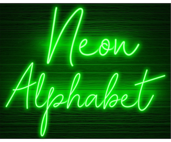 Neon Glow Effect Alphabet PNG Clip Art Letters Script Font 