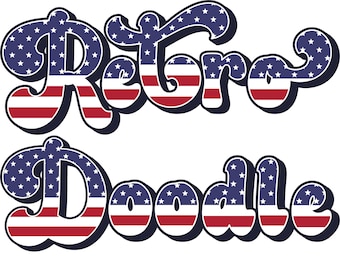 Retro Independence Day Letters PNG, 4th of July Letters, Patriotic Alphabet, US Flag, Alpha Doodle, Sublimation, Alpha Pack 9AR