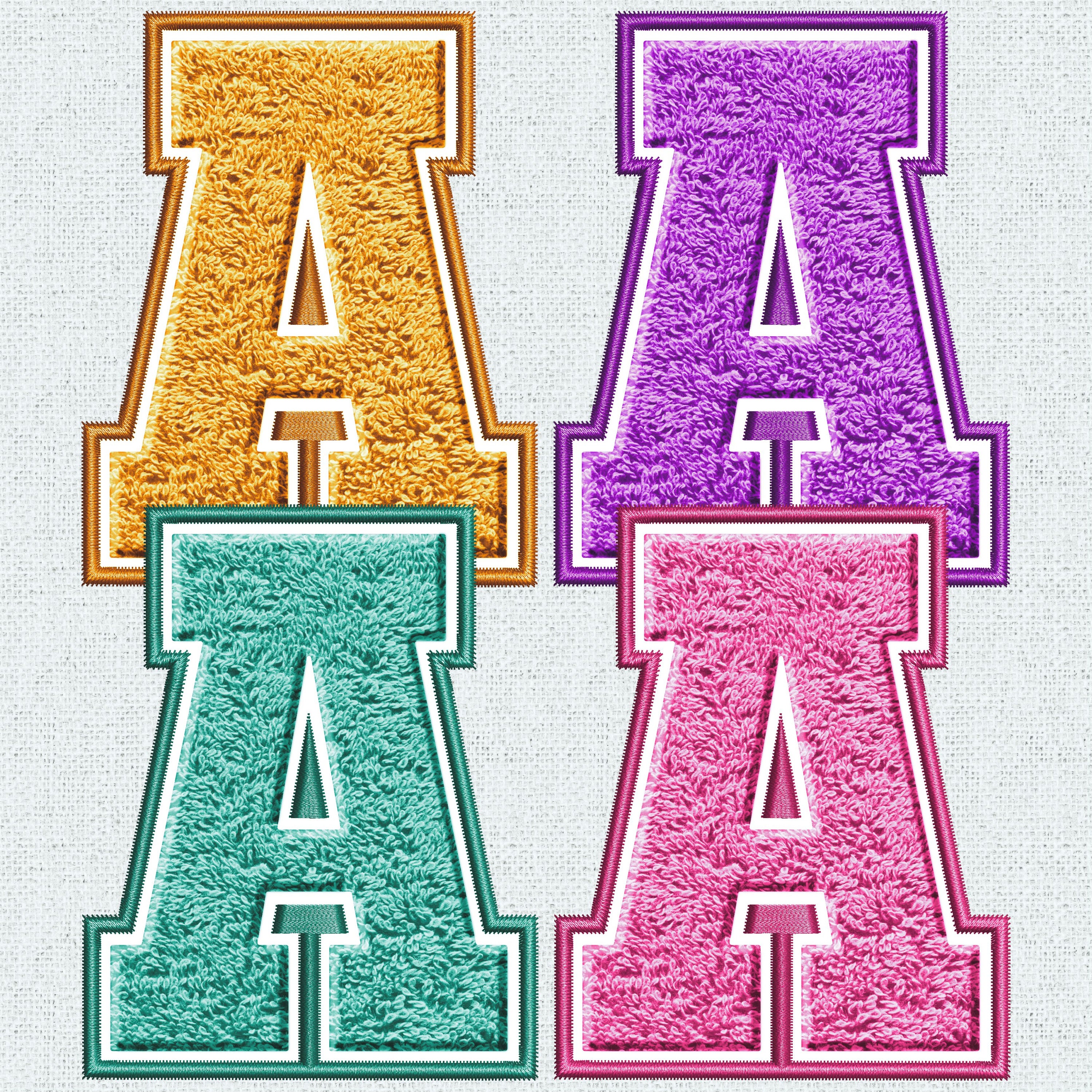 Faux Embroidery Chenille Letters BUNDLE, Faux Chenille Patch, Chenille ...