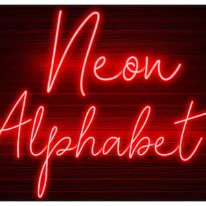 Neon Glow-Effekt Alphabet PNG Clip Art Buchstaben Skriptschriftart Sofortiger Download-Dateien Roter transparenter Hintergrund, Neonrot 4N