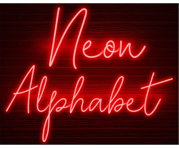 Neon Glow Effect Alphabet PNG Clip Art Letters Script Font 