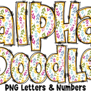 Florale Buchstaben und Zahlen PNG, Alpha Doodle, PNG Buchstaben, Floral Doodle, Doodle Letters PNG, Frühlingsbuchstaben, Sublimation, Alpha Pack 5AP