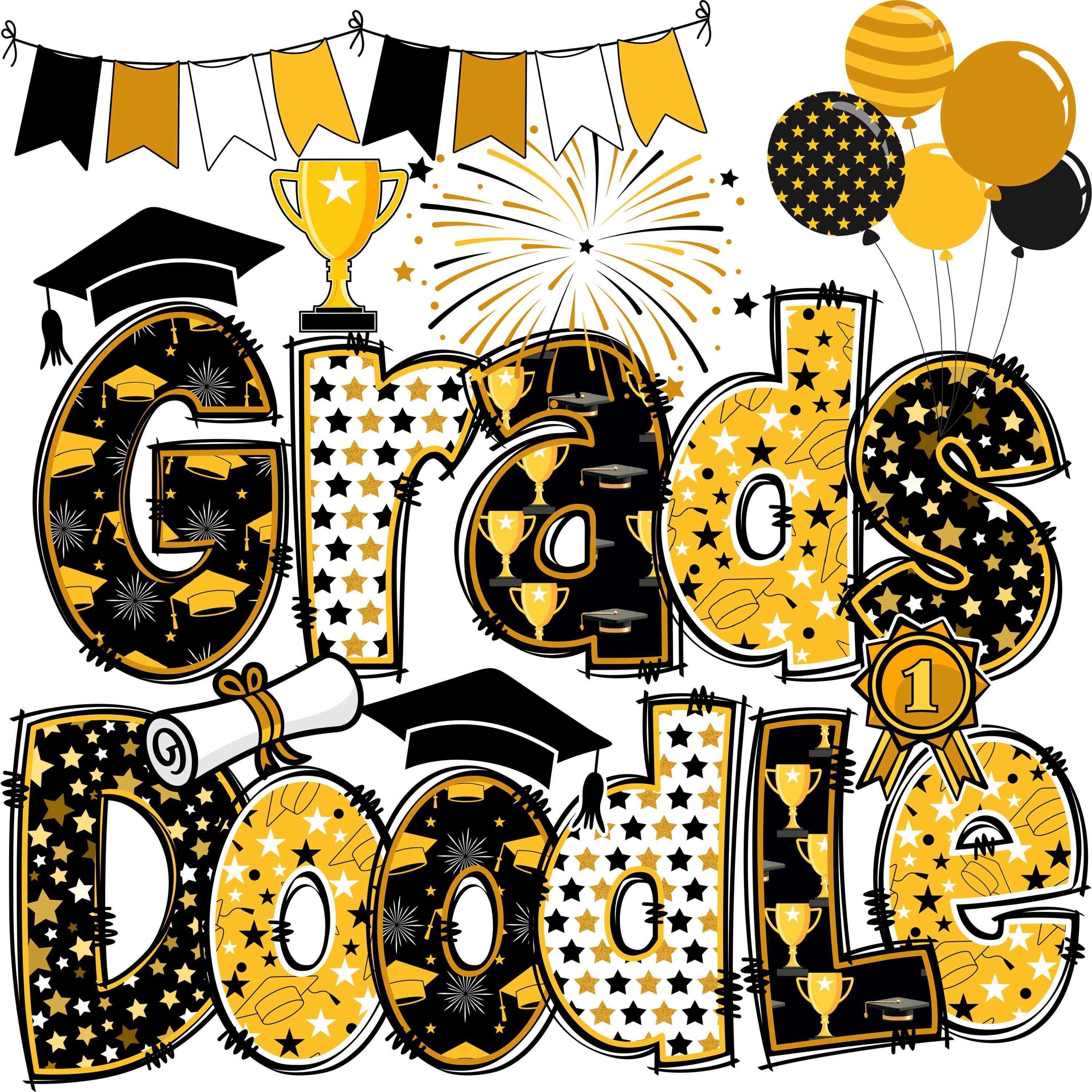 Graduation Letters & Numbers PNG, Alpha Doodle, PNG Letters, Doodle ...