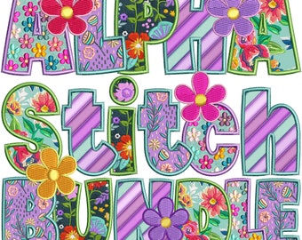 Bordado de primavera PNG, Primavera, Puntada de imitación, Letras florales, Flores, Sublimación, Aplique de primavera, Paquete, Bordado de primavera 21ED