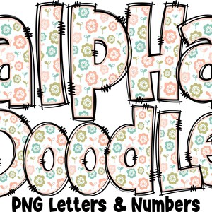 Floral Letters & Numbers PNG, Alpha Doodle, PNG Letters, Floral Doodle, Doodle Letters PNG, Spring Letters, Sublimation, Alpha Pack 3AP