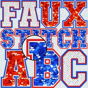 Faux Embroidery Sequin Letters BUNDLE, Faux Sequin Patch, Faux Sequin Letters, Alpha Doodle, College, Stitched Alpha PNG, Faux Stitch, 28FS