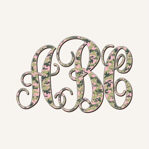 Kamouflagemonogram PNG, Sammankopplande, Manus, Coquette Preppy, Kamouflagedesign 1BSM