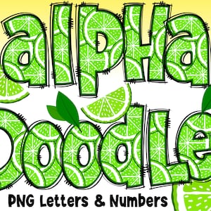 Lime Alphabet PNG, Fruit Letters, Fruit Doodle, Lime Fruit Letters, Alpha Doodle, PNG Letters, Summer Doodle, Sublimation, Alpha Pack 16AP