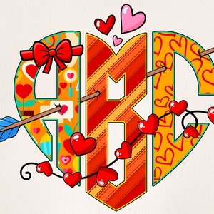 Letras PNG del monograma de San Valentín, Cartas de San Valentín, Alfa Doodle, Letras PNG, Doodle de San Valentín, Amor, Imágenes Prediseñadas, Monograma en forma de corazón 6MH