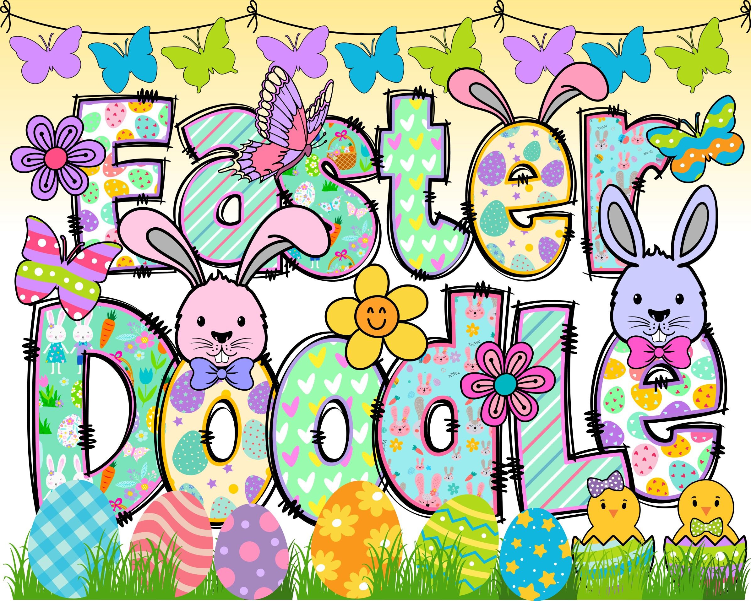 Easter Alphabet PNG Easter Letters Easter Doodle Easter - Etsy