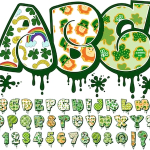 Graffiti St Patrick&#39;s Day Letters PNG, Shamrock Alphabet Clip Art, Doodle Letters, PNG Doodle, St. Patty&#39;s Day Alphabet, Green Clovers 2BG