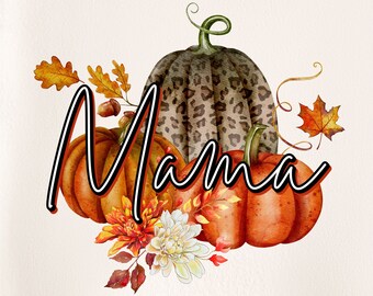 Mama PNG, Animal print pumpkins, Thanksgiving, Watercolor, Doodle Pumpkin, Beige Orange Leopard, Autumn, Leaves, Fall Design 14DF