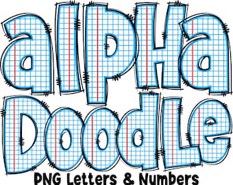 Letras y números escolares PNG, Alfabeto Doodle, Letras PNG, Letras Doodle PNG, Letras de papel cuadriculado, Regreso a clases, Paquete Alfabético 27AP