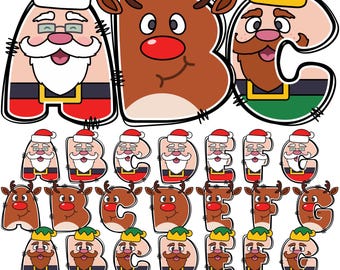 Christmas Alphabet PNG, Christmas Letters, Christmas Doodle, PNG Letters, Christmas Doodle, Santa, Dear, Elf Letters, Alpha Pack 31AB