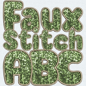 Faux Embroidery Fall Bundle, Sequin Alphabet PNG, Faux Sequins Letters, Alpha Pack, Stitched Sequins PNG, Fall, Autumn, Faux Stitch, 5EM