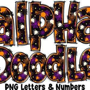 Halloween Alphabet PNG, Halloween, Halloween Day, Alpha Doodle, PNG Letters, Halloween Doodle, Sublimation, Spooky Letters, Alpha Pack 23AP