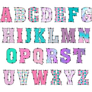 Mermaid Alphabet PNG Doodle Alphabet Clip Art Transparent - Etsy