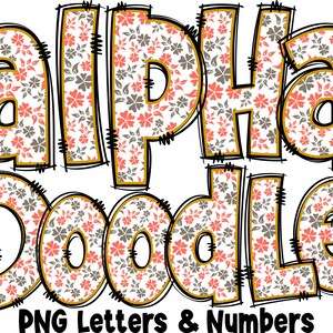 Blumen Buchstaben & Zahlen PNG, Alpha Doodle, PNG Buchstaben, Blumen Gekritzel, Doodle Buchstaben PNG, Frühlingsbuchstaben, Sublimation, Alpha Pack 11AP