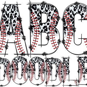 Baseball Letters PNG Leopard, Doodle Alpha, Stitching Background Pattern Fills, Alpha Doodle, Sports, Sublimation, PNG Doodle 68C