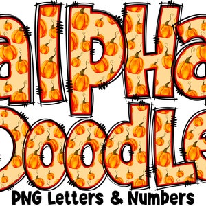 Fall Autumn Letters & Numbers PNG, Alpha Doodle, Letters, Fall Doodle, Doodle Letters PNG, Autumn Letters, Sublimation, Alpha Pack 30AP