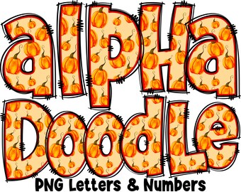 Fall Autumn Letters & Numbers PNG, Alpha Doodle, Letters, Fall Doodle, Doodle Letters PNG, Autumn Letters, Sublimation, Alpha Pack 30AP