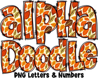 Fall Autumn Letters & Numbers PNG, PNG Letters, Fall Doodle, Doodle Letters PNG, Autumn Letters, Sublimation, Alpha Pack 31AP